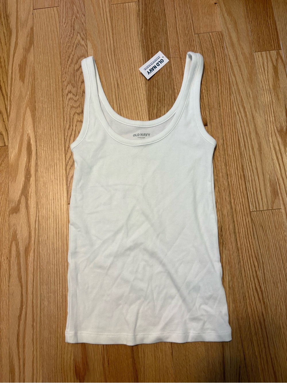 Old Navy White Ribbed Scoop Neck Tank